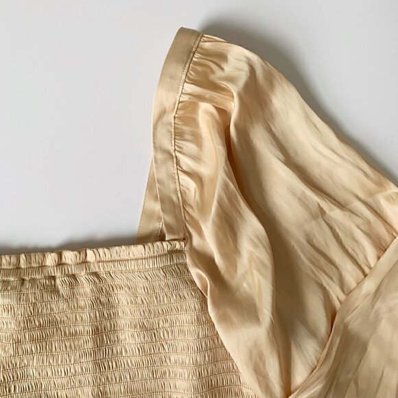 NWT J. Crew Woman Squareneck smocked featherweight satin crop top, Medium - Picture 5 of 11